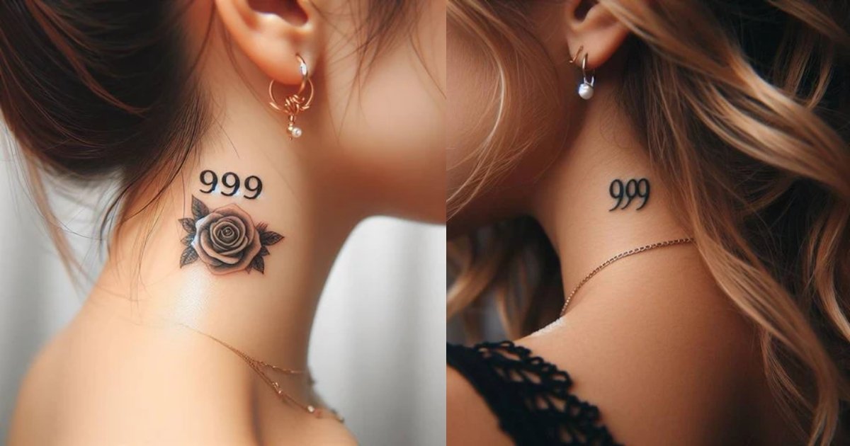 Accentuation Of Sensuality Minimalist 999 Neck Tattoo Accentuation Of Sensuality Minimalist 999 Neck Tattoo