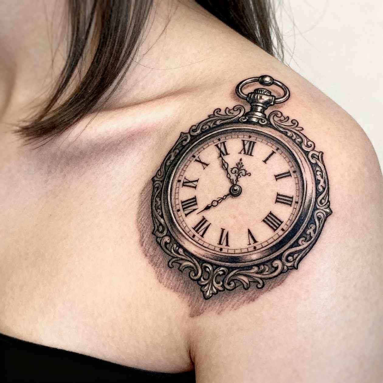 Clock Shoulder Tattoo Clock Shoulder Tattoo