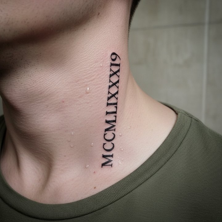 Roman Numerals Neck Tattoo Roman Numerals Neck Tattoo