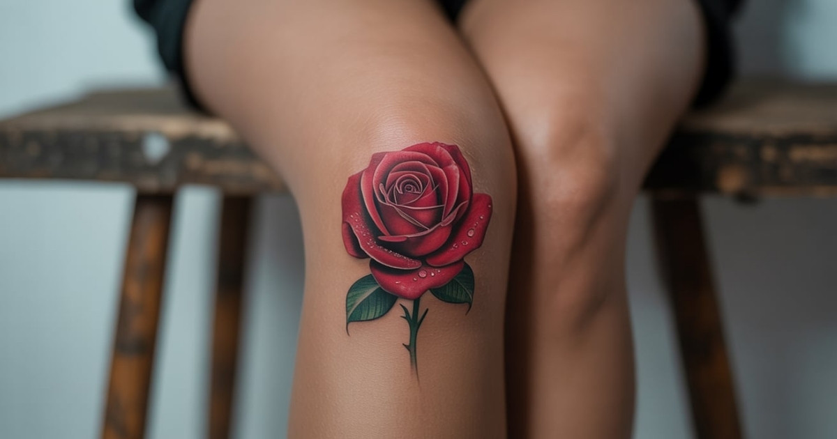 Rose Knee Tattoo Rose Knee Tattoo