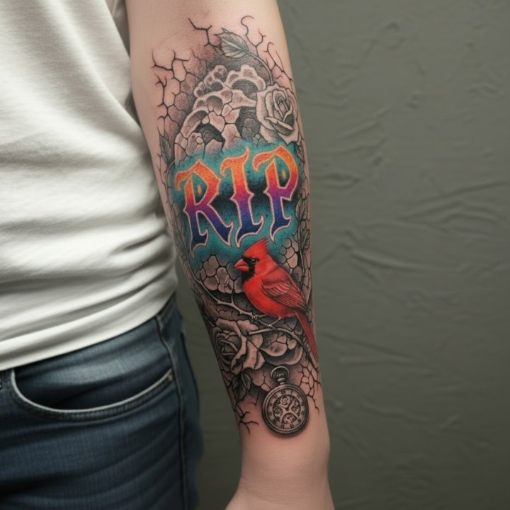 Shaded Magnificence Stylish Rip Brother Tattoo With Glimpse Of Subtle Red Shaded Magnificence Stylish Rip Brother Tattoo With Glimpse Of Subtle Red