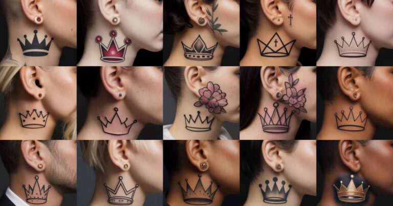 15 Crown Tattoos Ideas Behind Ear for a Regal Look