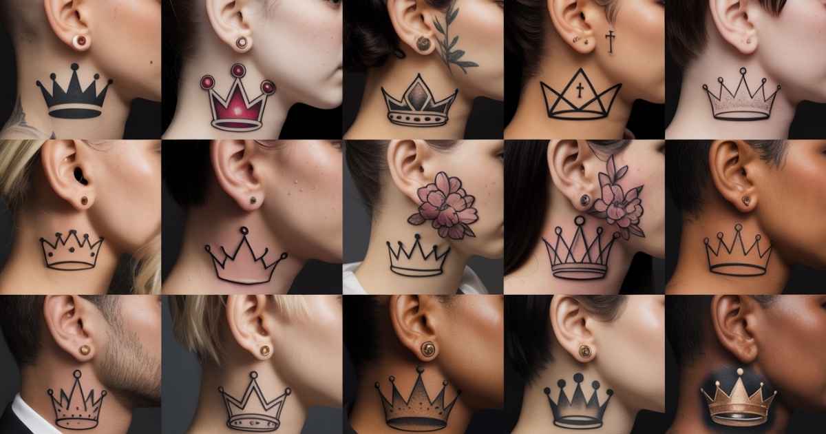 15 Crown Tattoos Ideas Behind Ear for a Regal Look