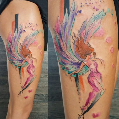 Angel Thigh Tattoo