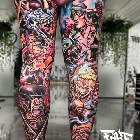 Anime Thigh Tattoo