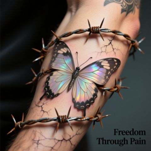Barbed Wire Butterfly Tattoo