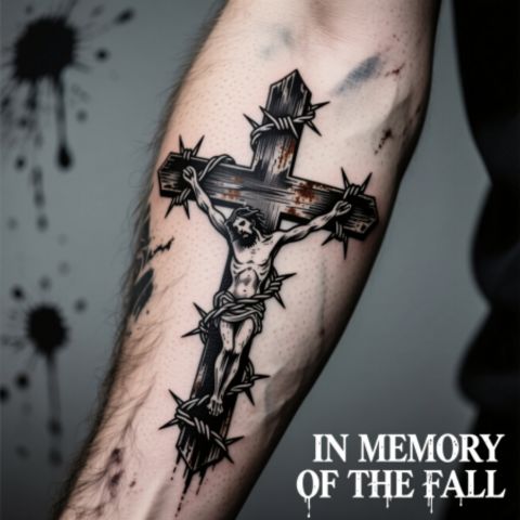 Barbed Wire Cross Tattoo