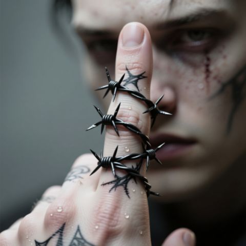 Barbed Wire Finger Tattoo