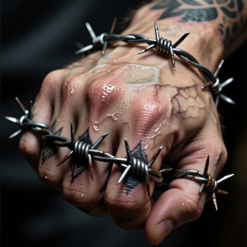 Barbed Wire Knuckle Tattoo