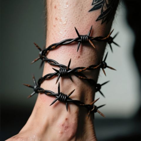 Barbed Wire Leg Tattoo