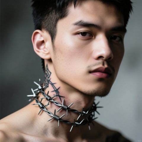 Barbed Wire Neck Tattoo