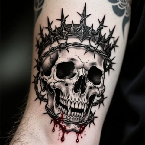 Barbed Wire Skull Tattoo