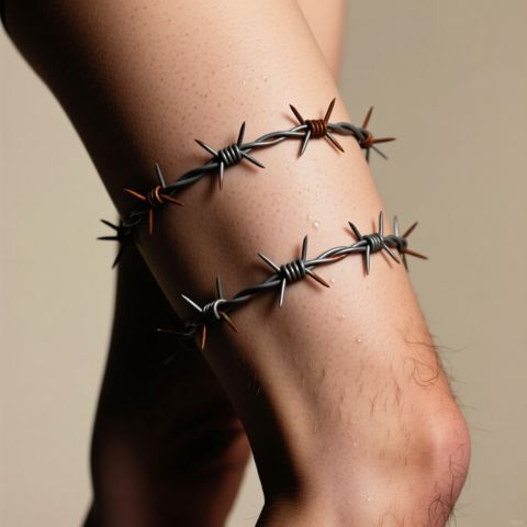Barbed Wire Thigh Tattoo