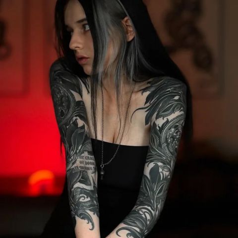 Blackwork Naked Women Tattoo