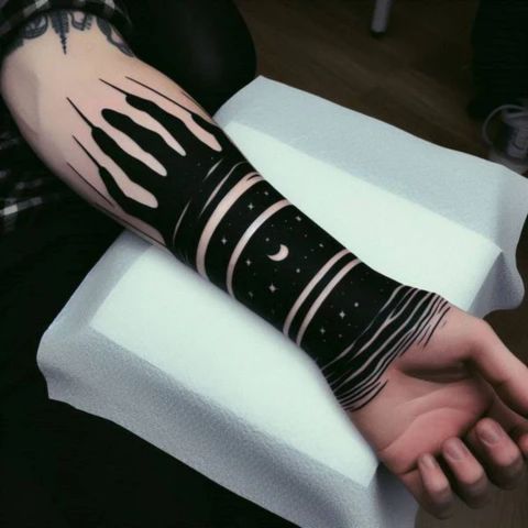 Blackwork Negative Space Tattoo