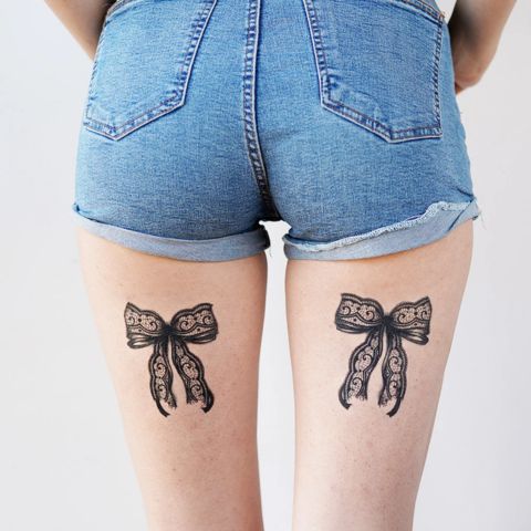 Bow Thigh Tattoo