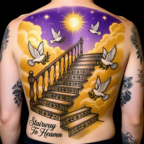 Celestial Stairway To Heaven Memorial Tattoo