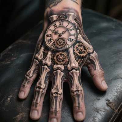 Clock Skeleton Hand Tattoo Clock Skeleton Hand Tattoo