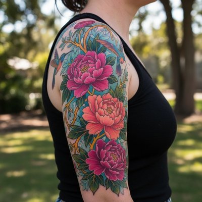 Colorful Peony Tattoo Colorful Peony Tattoo