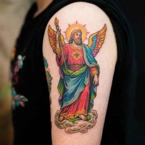 Colorful Saint Michael Tattoo Colorful Saint Michael Tattoo