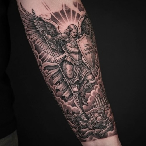 Cool Guardian Saint Michael Forearm Tattoo Cool Guardian Saint Michael Forearm Tattoo