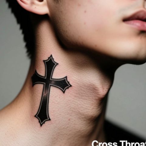 Cross Throat Tattoo