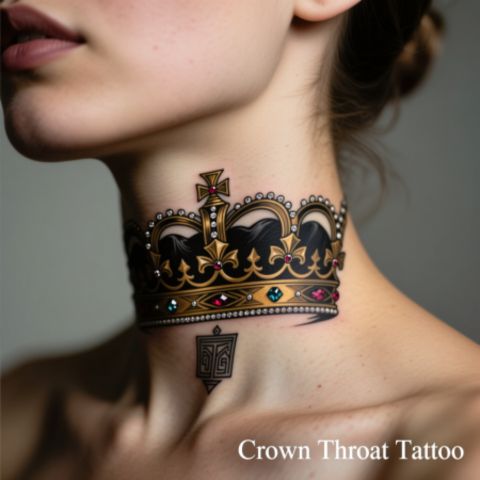Crown Throat Tattoo