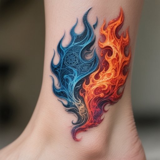 Display Of Contrasting Notions Idiosyncratic Twin Flame On Ankle Tattoo Display Of Contrasting Notions: Idiosyncratic Twin Flame On Ankle Tattoo