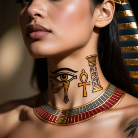 Egyptian Throat Tattoo