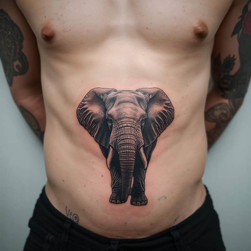Elephant Stomach Tattoo Elephant Stomach Tattoo