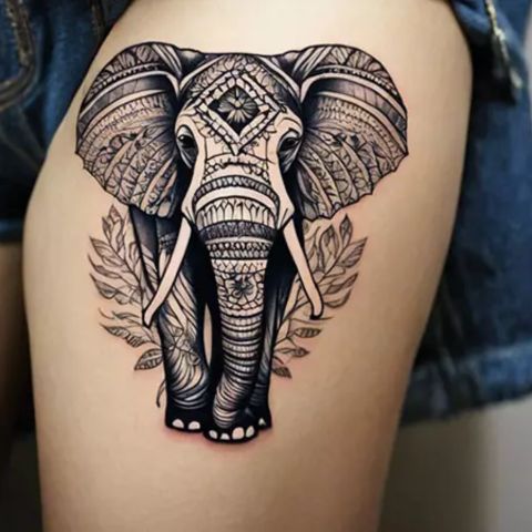 Elephant Thigh Tattoo