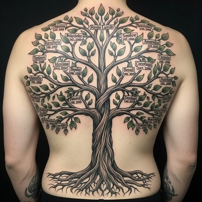 Family Tree Tattoo with Dates Family Tree Tattoo with Dates