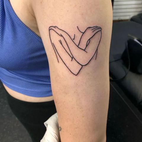 Fine Line Naked Women Tattoo