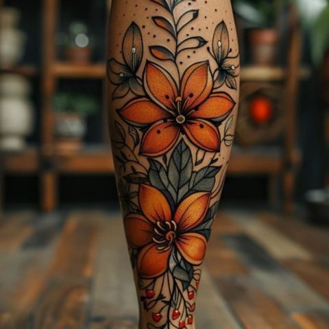 Flower Thigh Tattoo