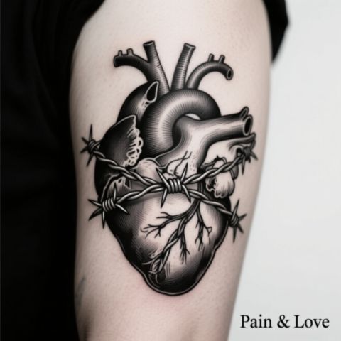 Heart Barbed Wire Tattoo