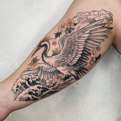 Japanese Crane Tattoo Forearm Japanese Crane Tattoo Forearm