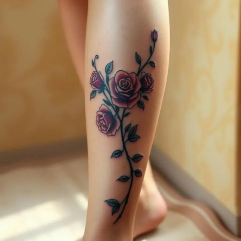 Lower Thigh Tattoo