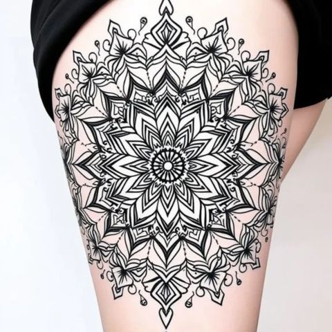 Mandala Thigh Tattoo
