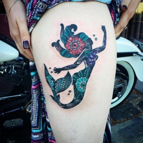 Mermaid Thigh Tattoo