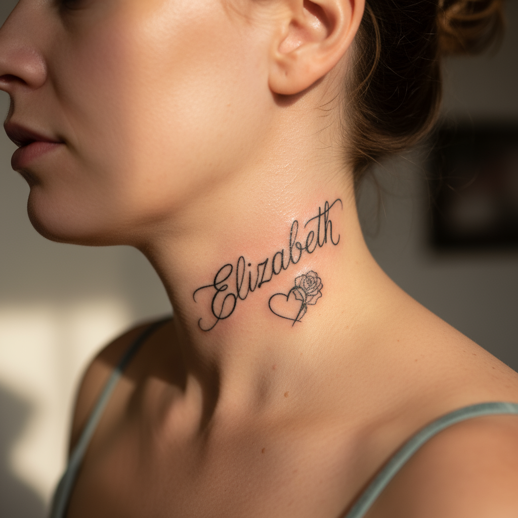 Mom’s Name Tattoo on Neck Mom’s Name Tattoo on Neck