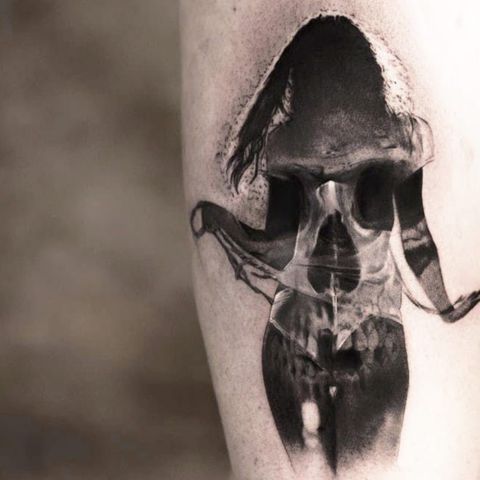 Naked Women And Skull Tattoo