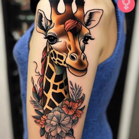 Naked Women On Giraffe Tattoo