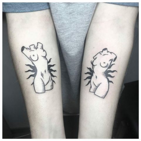Naked Women Tattoo On Forearm