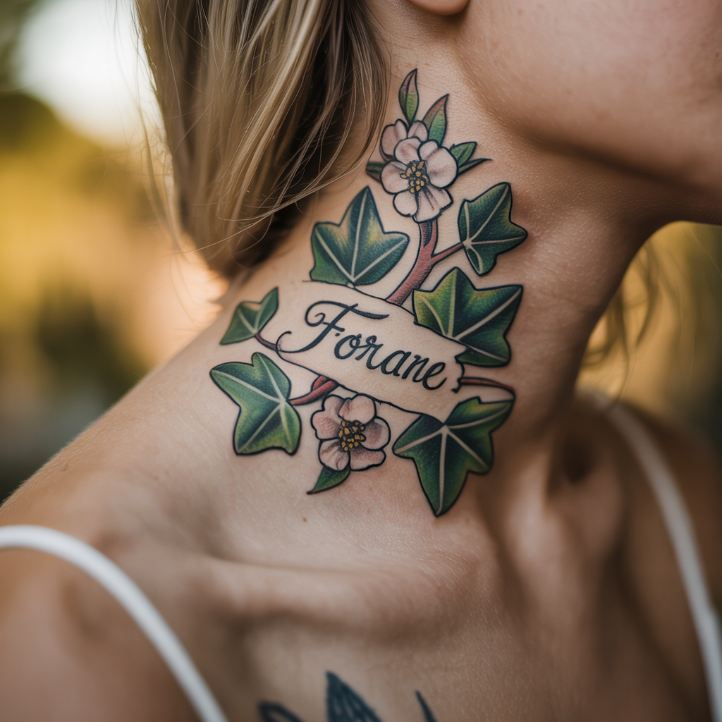Name Cover-Up Neck Tattoo Name Cover-Up Neck Tattoo