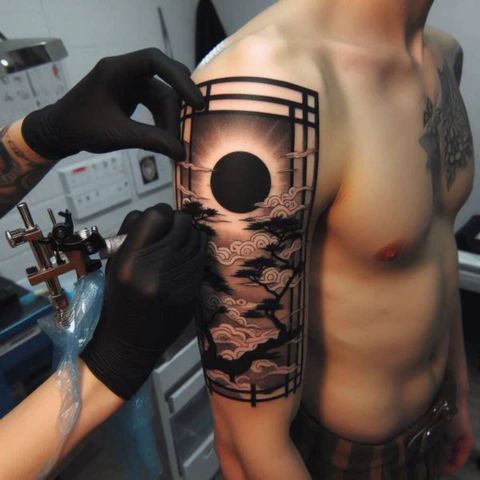 Negative Space Japanese Tattoo