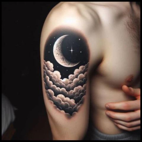 Negative Space Moon Tattoo