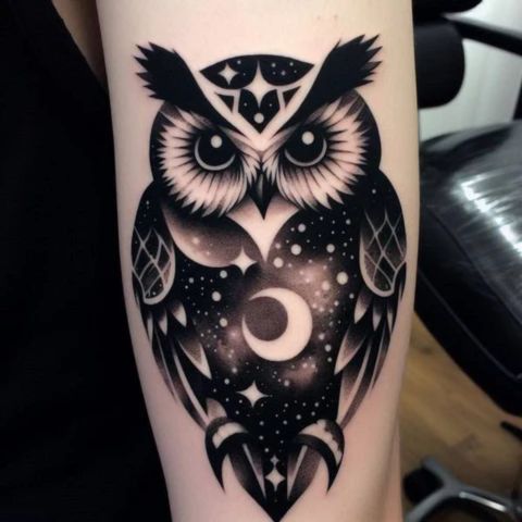 Negative Space Owl Tattoo