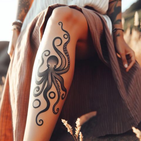 Octopus Thigh Tattoo