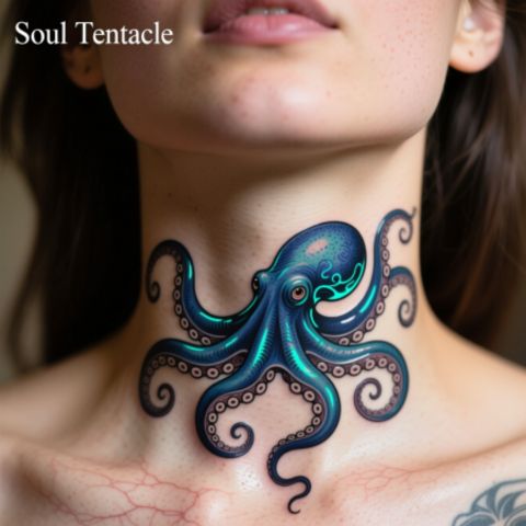 Octopus Throat Tattoo
