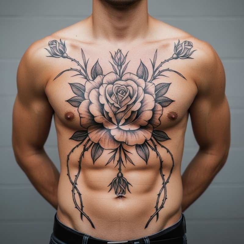 Rose Stomach Tattoo Rose Stomach Tattoo